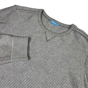 J McLaughlin Mens Gray Striped Textured Knit Crewneck Sweater Size‎ M Preppy
